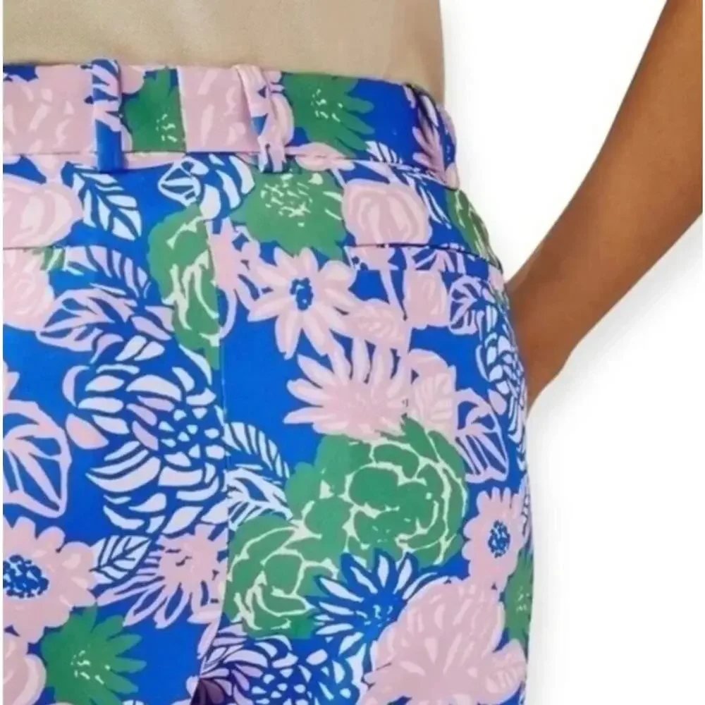 Tory Burch Plus Sport Ribbon Bouquet Printed Tech Twill Golf Pants Size 14
